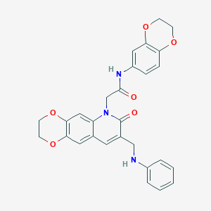 molecular formula C28H25N3O6 B2999298 2-[8-(anilinomethyl)-7-oxo-2,3-dihydro[1,4]dioxino[2,3-g]quinolin-6(7H)-yl]-N-2,3-dihydro-1,4-benzodioxin-6-ylacetamide CAS No. 894550-16-4