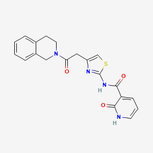 molecular formula C20H18N4O3S B2999299 N-(4-(2-(3,4-dihydroisoquinolin-2(1H)-yl)-2-oxoethyl)thiazol-2-yl)-2-oxo-1,2-dihydropyridine-3-carboxamide CAS No. 946207-19-8
