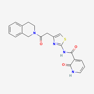 molecular formula C20H18N4O3S B2999299 N-(4-(2-(3,4-二氢异喹啉-2(1H)-基)-2-氧代乙基)噻唑-2-基)-2-氧代-1,2-二氢吡啶-3-甲酰胺 CAS No. 946207-19-8