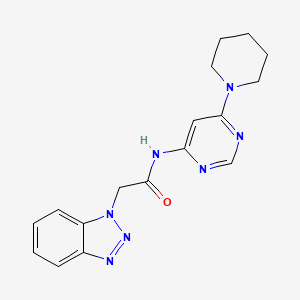molecular formula C17H19N7O B2999304 2-(1H-benzo[d][1,2,3]triazol-1-yl)-N-(6-(piperidin-1-yl)pyrimidin-4-yl)acetamide CAS No. 1396673-38-3