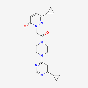 molecular formula C20H24N6O2 B2999306 6-环丙基-2-(2-(4-(6-环丙基嘧啶-4-基)哌嗪-1-基)-2-氧代乙基)哒嗪-3(2H)-酮 CAS No. 2034388-37-7