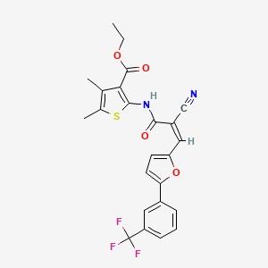 molecular formula C24H19F3N2O4S B2999307 (Z)-ethyl 2-(2-cyano-3-(5-(3-(trifluoromethyl)phenyl)furan-2-yl)acrylamido)-4,5-dimethylthiophene-3-carboxylate CAS No. 300813-64-3