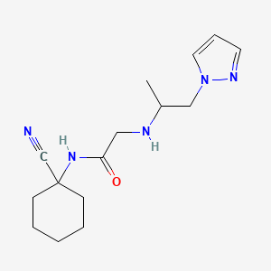 molecular formula C15H23N5O B2999309 N-(1-cyanocyclohexyl)-2-{[1-(1H-pyrazol-1-yl)propan-2-yl]amino}acetamide CAS No. 1311659-77-4