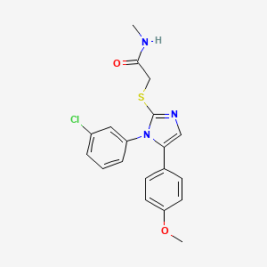molecular formula C19H18ClN3O2S B2999312 2-((1-(3-chlorophenyl)-5-(4-methoxyphenyl)-1H-imidazol-2-yl)thio)-N-methylacetamide CAS No. 1207027-23-3