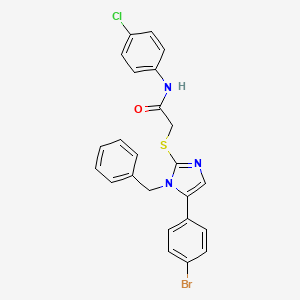 molecular formula C24H19BrClN3OS B2999313 2-((1-benzyl-5-(4-bromophenyl)-1H-imidazol-2-yl)thio)-N-(4-chlorophenyl)acetamide CAS No. 1207023-01-5