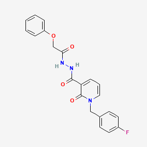 molecular formula C21H18FN3O4 B2999314 1-(4-fluorobenzyl)-2-oxo-N'-(2-phenoxyacetyl)-1,2-dihydropyridine-3-carbohydrazide CAS No. 1105242-84-9