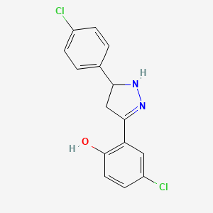 4-chloro-2-[5-(4-chlorophenyl)-4,5-dihydro-1H-pyrazol-3-yl]phenol
