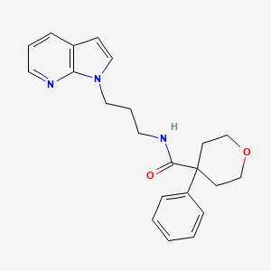 molecular formula C22H25N3O2 B2999317 N-(3-(1H-pyrrolo[2,3-b]pyridin-1-yl)propyl)-4-phenyltetrahydro-2H-pyran-4-carboxamide CAS No. 1787914-59-3