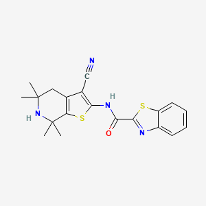 molecular formula C20H20N4OS2 B2999319 N-(3-cyano-5,5,7,7-tetramethyl-4,5,6,7-tetrahydrothieno[2,3-c]pyridin-2-yl)benzo[d]thiazole-2-carboxamide CAS No. 864860-43-5