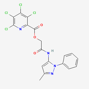 molecular formula C18H12Cl4N4O3 B2999320 [(3-methyl-1-phenyl-1H-pyrazol-5-yl)carbamoyl]methyl 3,4,5,6-tetrachloropyridine-2-carboxylate CAS No. 1170875-87-2