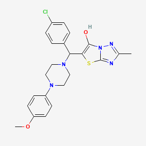 molecular formula C23H24ClN5O2S B2999329 5-((4-Chlorophenyl)(4-(4-methoxyphenyl)piperazin-1-yl)methyl)-2-methylthiazolo[3,2-b][1,2,4]triazol-6-ol CAS No. 851809-55-7