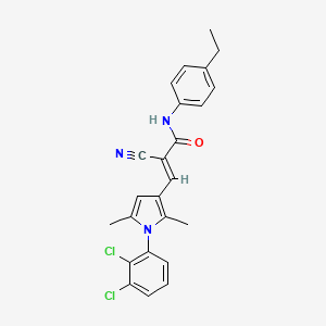 molecular formula C24H21Cl2N3O B2999332 (E)-2-cyano-3-[1-(2,3-dichlorophenyl)-2,5-dimethylpyrrol-3-yl]-N-(4-ethylphenyl)prop-2-enamide CAS No. 924719-00-6