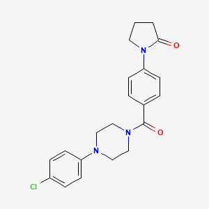 molecular formula C21H22ClN3O2 B2999339 1-(4-{[4-(4-Chlorophenyl)piperazino]carbonyl}phenyl)-2-pyrrolidinone CAS No. 478039-73-5