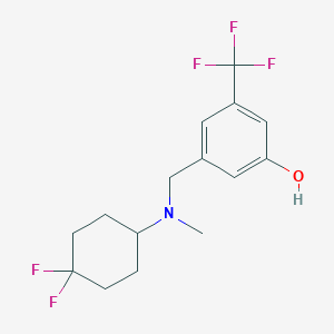 molecular formula C15H18F5NO B2999343 3-[[(4,4-Difluorocyclohexyl)-methylamino]methyl]-5-(trifluoromethyl)phenol CAS No. 2419675-73-1