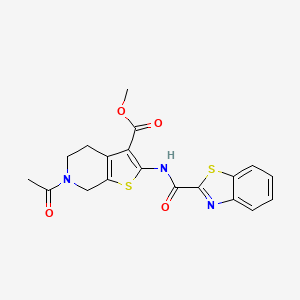 molecular formula C19H17N3O4S2 B2999344 6-乙酰-2-(1,3-苯并噻唑-2-羰基氨基)-5,7-二氢-4H-噻吩并[2,3-c]吡啶-3-甲酸甲酯 CAS No. 864857-88-5