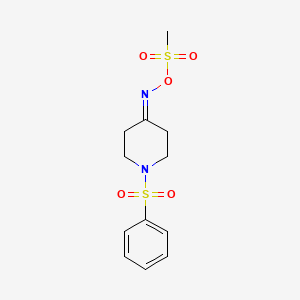 molecular formula C12H16N2O5S2 B2999345 4-{[(Methylsulfonyl)oxy]imino}-1-(phenylsulfonyl)piperidine CAS No. 477847-30-6