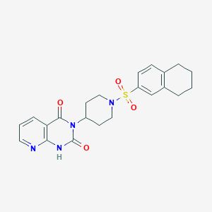 molecular formula C22H24N4O4S B2999347 3-(1-((5,6,7,8-tetrahydronaphthalen-2-yl)sulfonyl)piperidin-4-yl)pyrido[2,3-d]pyrimidine-2,4(1H,3H)-dione CAS No. 2034512-52-0