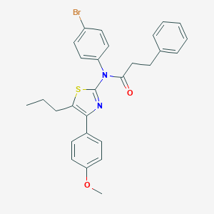 molecular formula C28H27BrN2O2S B299935 N-(4-bromophenyl)-N-[4-(4-methoxyphenyl)-5-propyl-1,3-thiazol-2-yl]-3-phenylpropanamide 