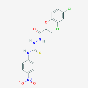 molecular formula C16H14Cl2N4O4S B2999387 1-(2-(2,4-二氯苯氧基)丙酰基)-4-(4-硝基苯基)硫代氨基脲 CAS No. 894574-75-5