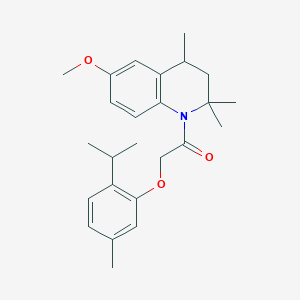 molecular formula C25H33NO3 B299939 1-[(2-Isopropyl-5-methylphenoxy)acetyl]-6-methoxy-2,2,4-trimethyl-1,2,3,4-tetrahydroquinoline 