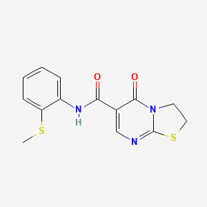 molecular formula C14H13N3O2S2 B2999390 N-(2-(methylthio)phenyl)-5-oxo-3,5-dihydro-2H-thiazolo[3,2-a]pyrimidine-6-carboxamide CAS No. 497072-45-4