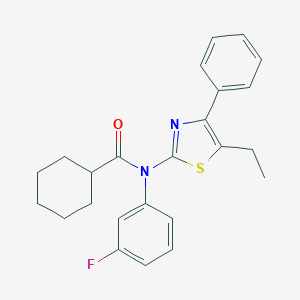molecular formula C24H25FN2OS B299941 N-(5-ethyl-4-phenyl-1,3-thiazol-2-yl)-N-(3-fluorophenyl)cyclohexanecarboxamide 