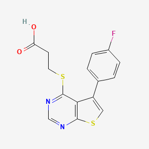 molecular formula C15H11FN2O2S2 B2999415 3-(5-(4-Fluorophenyl)thieno[2,3-d]pyrimidin-4-ylthio)propanoic acid CAS No. 1181227-94-0