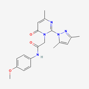 molecular formula C19H21N5O3 B2999426 2-[2-(3,5-dimethylpyrazol-1-yl)-4-methyl-6-oxopyrimidin-1-yl]-N-(4-methoxyphenyl)acetamide CAS No. 1001798-18-0