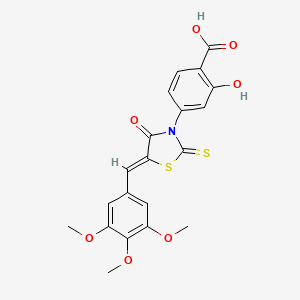 2-hydroxy-4-[(5Z)-4-oxo-2-sulfanylidene-5-[(3,4,5-trimethoxyphenyl)methylidene]-1,3-thiazolidin-3-yl]benzoic acid