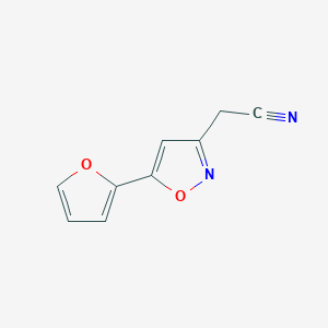 molecular formula C9H6N2O2 B2999429 2-(5-(Furan-2-yl)isoxazol-3-yl)acetonitrile CAS No. 1207047-49-1
