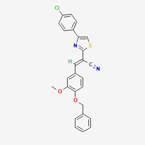 molecular formula C26H19ClN2O2S B2999430 (E)-3-(4-(benzyloxy)-3-methoxyphenyl)-2-(4-(4-chlorophenyl)thiazol-2-yl)acrylonitrile CAS No. 477296-20-1