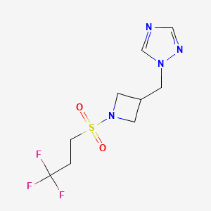 molecular formula C9H13F3N4O2S B2999437 1-((1-((3,3,3-三氟丙基)磺酰基)氮杂环丁-3-基)甲基)-1H-1,2,4-三唑 CAS No. 2195940-31-7