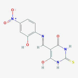 molecular formula C11H8N4O5S B2999438 5-(((2-hydroxy-4-nitrophenyl)amino)methylene)-2-thioxodihydropyrimidine-4,6(1H,5H)-dione CAS No. 382170-81-2