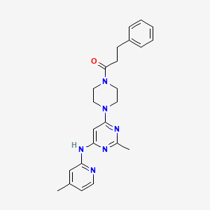 molecular formula C24H28N6O B2999451 1-(4-(2-Methyl-6-((4-methylpyridin-2-yl)amino)pyrimidin-4-yl)piperazin-1-yl)-3-phenylpropan-1-one CAS No. 1428355-84-3