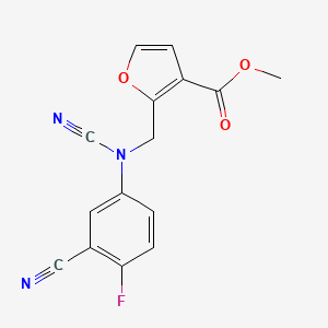 molecular formula C15H10FN3O3 B2999461 2-[(N,3-二氰基-4-氟苯胺)甲基]呋喃-3-甲酸甲酯 CAS No. 1436215-56-3