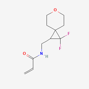 molecular formula C11H15F2NO2 B2999462 N-[(2,2-Difluoro-6-oxaspiro[2.5]octan-1-yl)methyl]prop-2-enamide CAS No. 2411284-44-9