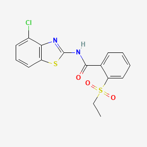 molecular formula C16H13ClN2O3S2 B2999476 N-(4-氯苯并[d]噻唑-2-基)-2-(乙基磺酰基)苯甲酰胺 CAS No. 886921-36-4