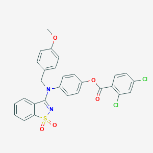 molecular formula C28H20Cl2N2O5S B299948 4-[(1,1-Dioxido-1,2-benzothiazol-3-yl)(4-methoxybenzyl)amino]phenyl 2,4-dichlorobenzoate 