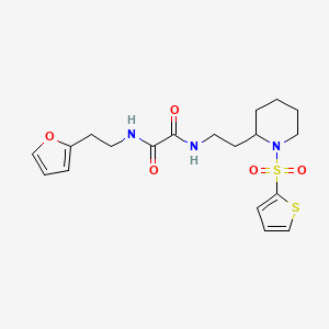 molecular formula C19H25N3O5S2 B2999480 N1-(2-(呋喃-2-基)乙基)-N2-(2-(1-(噻吩-2-磺酰基)哌啶-2-基)乙基)草酰胺 CAS No. 898406-46-7