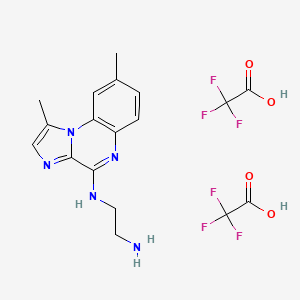 molecular formula C18H19F6N5O4 B2999481 N1-(1,8-dimethylimidazo[1,2-a]quinoxalin-4-yl)-1,2-ethanediamine,trifluoroacetatesalt CAS No. 2320261-79-6