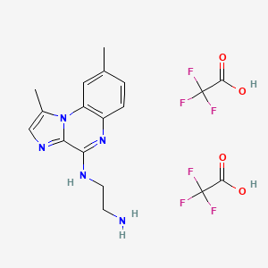 molecular formula C18H19F6N5O4 B2999481 N1-(1,8-dimethylimidazo[1,2-a]quinoxalin-4-yl)-1,2-ethanediamine,trifluoroacetatesalt 