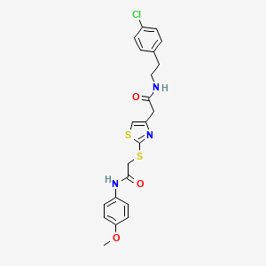 molecular formula C22H22ClN3O3S2 B2999489 N-(4-氯苯乙基)-2-(2-((2-((4-甲氧基苯基)氨基)-2-氧乙基硫代)噻唑-4-基)乙酰胺 CAS No. 941873-99-0