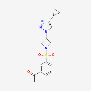 molecular formula C16H18N4O3S B2999491 1-(3-((3-(4-环丙基-1H-1,2,3-三唑-1-基)氮杂环丁烷-1-基)磺酰)苯基)乙酮 CAS No. 2034293-54-2
