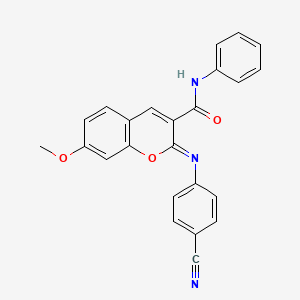molecular formula C24H17N3O3 B2999494 (Z)-2-((4-氰基苯基)亚氨基)-7-甲氧基-N-苯基-2H-色满-3-甲酰胺 CAS No. 313232-90-5