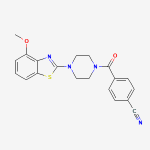 molecular formula C20H18N4O2S B2999498 4-(4-(4-Methoxybenzo[d]thiazol-2-yl)piperazine-1-carbonyl)benzonitrile CAS No. 897477-35-9