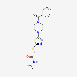 molecular formula C18H23N5O2S2 B2999499 2-((5-(4-benzoylpiperazin-1-yl)-1,3,4-thiadiazol-2-yl)thio)-N-isopropylacetamide CAS No. 1105200-49-4
