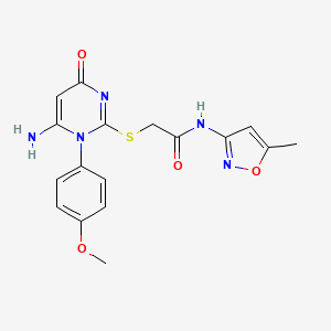 2-((6-amino-1-(4-methoxyphenyl)-4-oxo-1,4-dihydropyrimidin-2-yl)thio)-N-(5-methylisoxazol-3-yl)acetamide