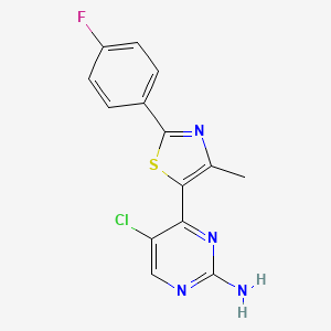 molecular formula C14H10ClFN4S B2999522 5-Chloro-4-[2-(4-fluorophenyl)-4-methyl-1,3-thiazol-5-yl]-2-pyrimidinamine CAS No. 1211270-15-3