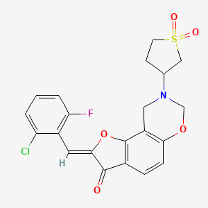 molecular formula C21H17ClFNO5S B2999545 (2Z)-2-(2-chloro-6-fluorobenzylidene)-8-(1,1-dioxidotetrahydrothiophen-3-yl)-8,9-dihydro-7H-furo[2,3-f][1,3]benzoxazin-3(2H)-one CAS No. 946385-34-8