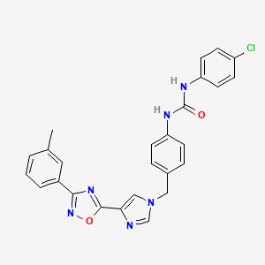 molecular formula C26H21ClN6O2 B2999549 1-(4-氯苯基)-3-(4-((4-(3-(间甲苯基)-1,2,4-恶二唑-5-基)-1H-咪唑-1-基)甲基)苯基)脲 CAS No. 1358317-04-0